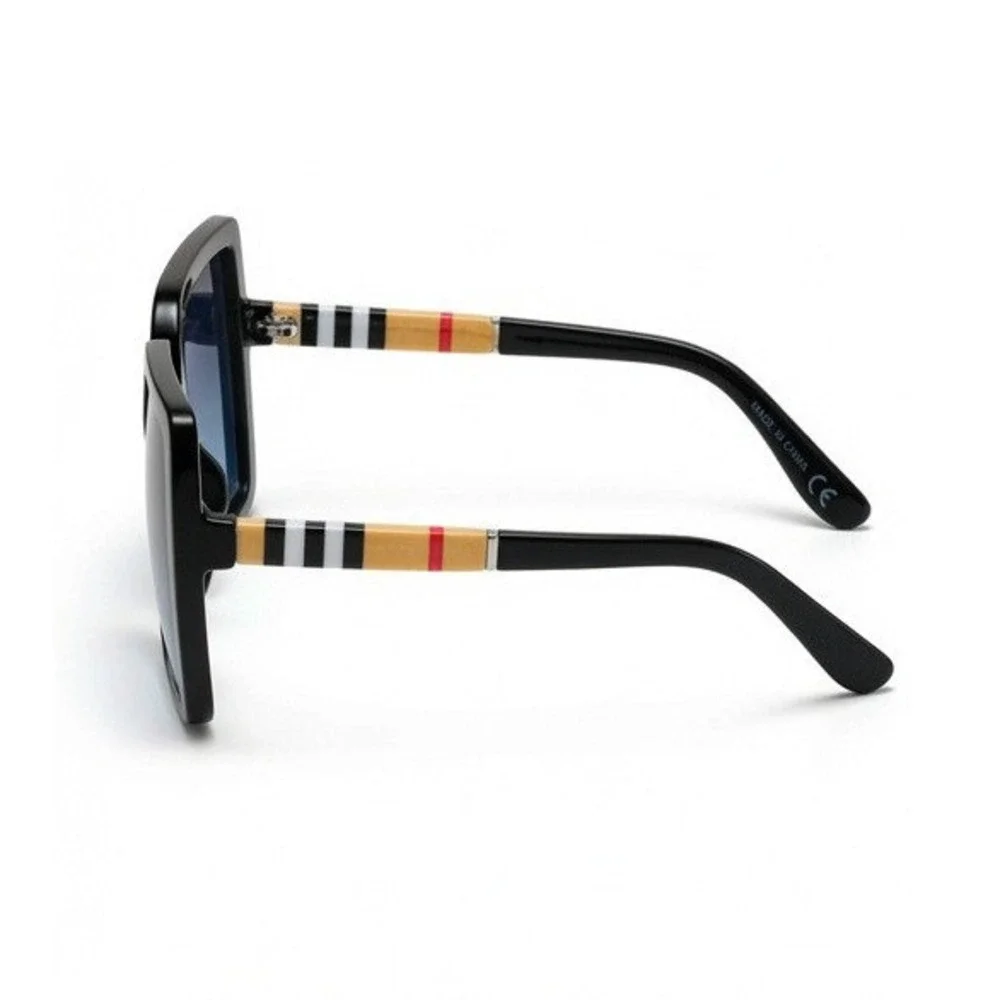 Women Oversized Square Sunglasses‎ Black Frame Blue Gradient Lens Classic Modern